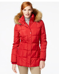 Tommy Hilfiger Faux Fur Trim Quilted Puffer Coat