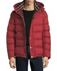 Burberry Hartley Hooded Quilted Jacket Red