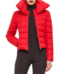 Akris Punto Hooded Stripe Quilted Short Puffer Coat