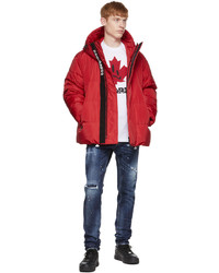DSQUARED2 Red Nylon Down Jacket