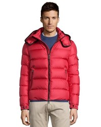 Moncler Red Quilted Nylon Hymalay Hooded Down Jacket