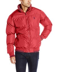U.S. Polo Assn. Puffer Jacket With Striped Rib Knit Collar