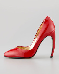 Walter Steiger Bowed Heel Patent Leather Pump Red