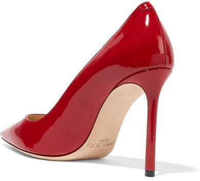 NIB Jimmy Choo Red Patent Leather Romy 100 Pumps Authentic $650