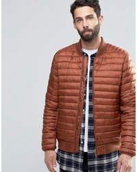 Asos Quilted Bomber Jacket In Rust