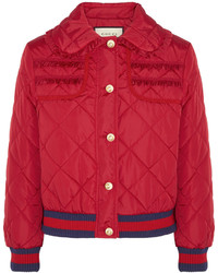 Gucci Quilted Shell Bomber Jacket Red