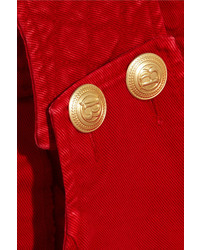 PIERRE BALMAIN Double Breasted Quilted Corduroy Mini Dress Red