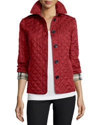 Burberry Ashurst Classic Modern Quilted Jacket Parade Red