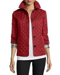 Burberry Ashurst Classic Modern Quilted Jacket Parade Red