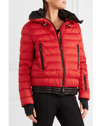 Moncler Grenoble Vonne Hooded Quilted Down Jacket Red