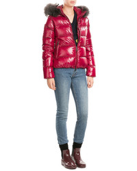 Duvetica Quilted Down Jacket With Fur Trimmed Hood