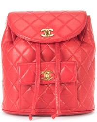 Red Quilted Leather Backpack