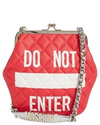 Moschino Do Not Enter Quilted Leather Shoulder Bag Red