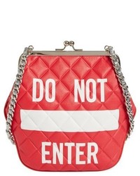 Moschino Do Not Enter Quilted Leather Shoulder Bag Red
