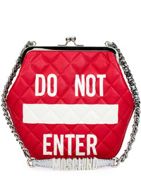 Moschino Do Not Enter Quilted Shoulder Bag Red