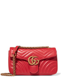 Gucci Gg Marmont Small Quilted Leather Shoulder Bag Red