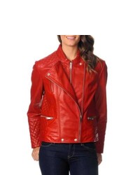 EXcelled Red Leather Motorcycle Jacket