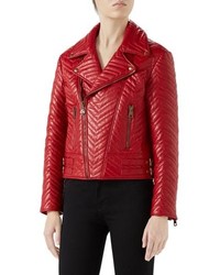 Gucci Heart Quilted Leather Biker Jacket