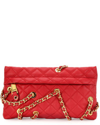Moschino Chains Quilted Clutch Bag Red