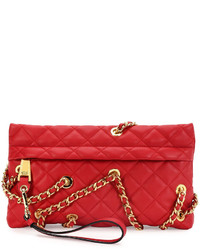 Moschino Chains Quilted Clutch Bag Red