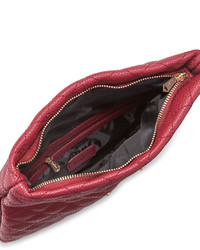 Neiman Marcus Madison Quilted Fold Over Clutch Bag Berry