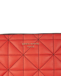 Sonia Rykiel Red Leather Quilted Zip Pouch