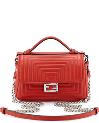 Fendi Double Baguette Micro Quilted Shoulder Bag Red