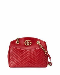 Gucci Gg Marmont 20 Medium Quilted Shoulder Bag Red