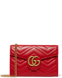 Gucci Gg Marmont Quilted Leather Shoulder Bag Red