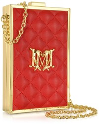 Love Moschino Moschino Red Quilted Eco Leather Vertical Clutch