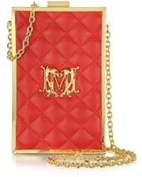 Love Moschino Moschino Red Quilted Eco Leather Vertical Clutch
