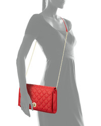 Neiman Marcus Quilted Faux  Leather Crossbody Bag Red