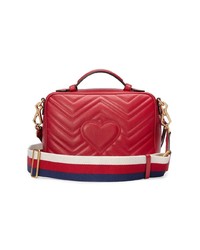 Gucci Red Gg Marmont Stripe Shoulder Bag
