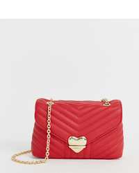 Valentino by Mario Valentino Red Quilted Heart Lock Detail Cross Body Bag
