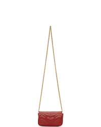 Gucci Red Super Mini Gg Marmont Shoulder Bag