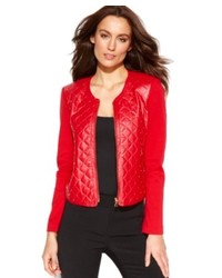 Ellen Tracy Jacket Quilted Faux Leather Stud