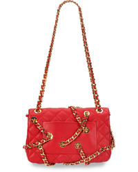 Moschino Chains Quilted Large Shoulder Bag Red