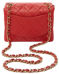 Chanel Red Quilted Lambskin Classic Flap Mini