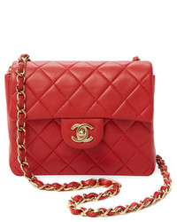 Chanel Red Quilted Lambskin Classic Flap Mini