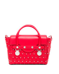 Versace Small Studded Satchel In Red