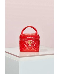Chanel Vintage Red Patent Leather Quilted Vanity Bag
