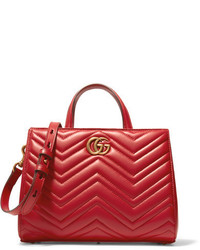 Gucci Gg Marmont Quilted Leather Tote Red