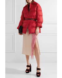 Prada Quilted Shell Down Jacket Red