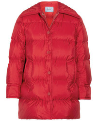 Prada Quilted Shell Down Jacket Red