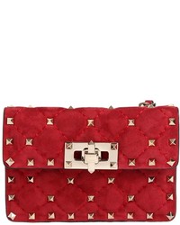 Valentino Mini Spike Quilted Suede Shoulder Bag