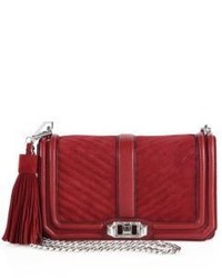 Red Quilted Suede Crossbody Bag