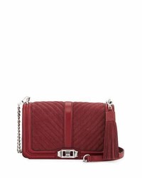 Rebecca Minkoff Love Quilted Suede Crossbody Bag Tawny Port