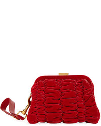 Tom Ford Quilted Velvet Clutch Bag With Wristlet Red