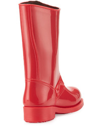 RED Valentino Bow Rubber Mid Calf Rain Boot Red