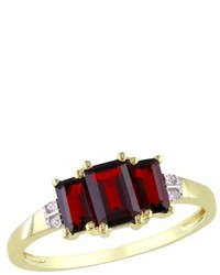 002 Ct Tw Diamond With 1 58 Ct Tw Garnet 4 Prong Ring In 10k Yellow Gold
